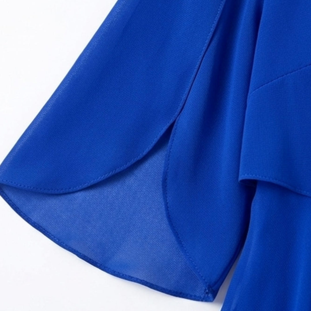 Women's Layered Ruffle Chiffon Flutter-Sleeve Midi Dress