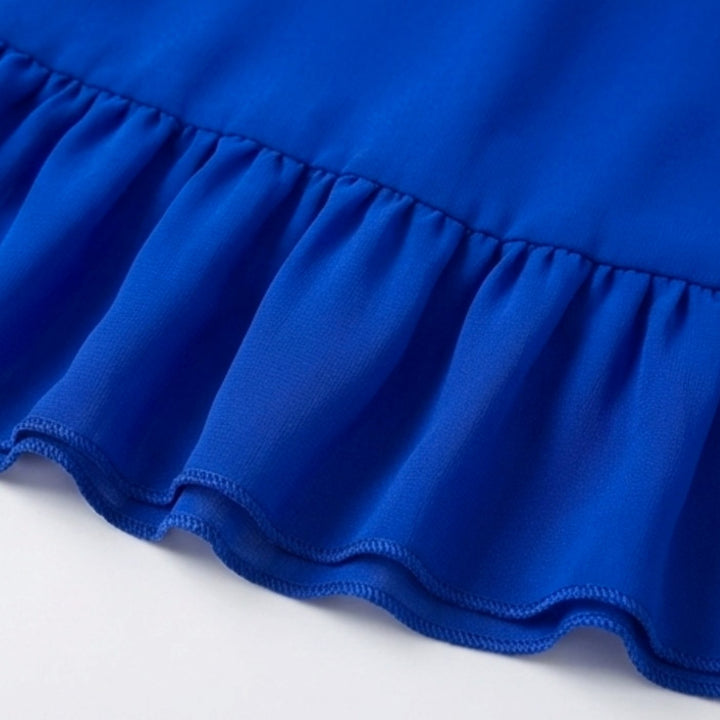 Women's Layered Ruffle Chiffon Flutter-Sleeve Midi Dress