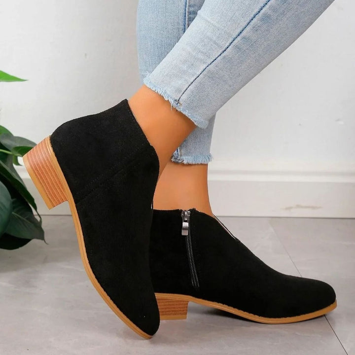 Women's Leopard Print Side-Zip Block-Heel Ankle Boots