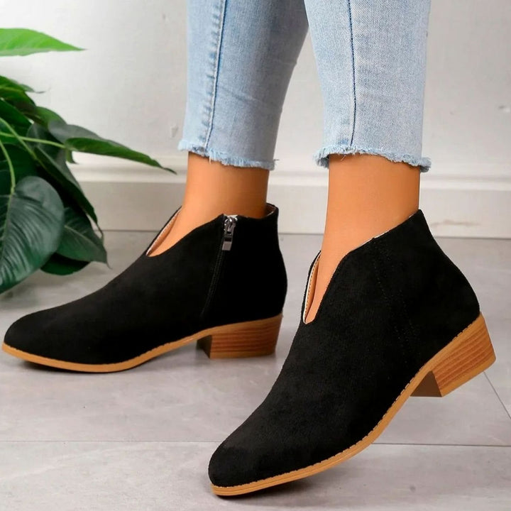 Women's Leopard Print Side-Zip Block-Heel Ankle Boots