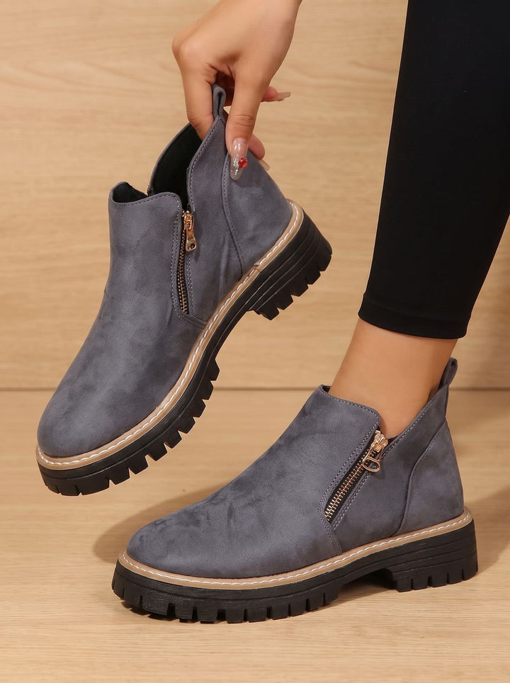Women's Leopard Print Side-Zip Chunky Platform Ankle Boots