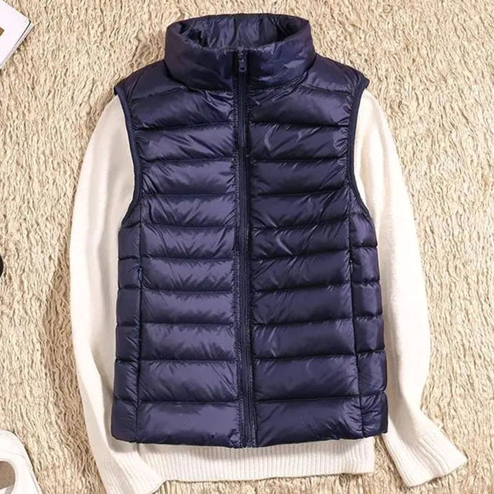 Women's Lightweight Quilted Zip-Front Sleeveless Puffer Vest - Navy