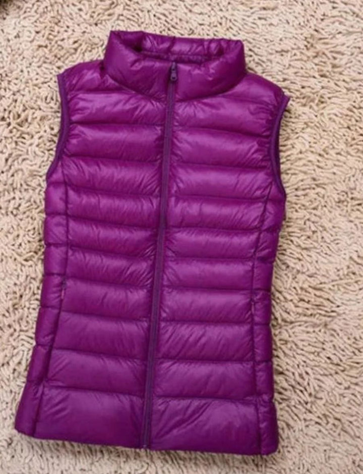Women's Lightweight Quilted Zip-Front Sleeveless Puffer Vest - Purple