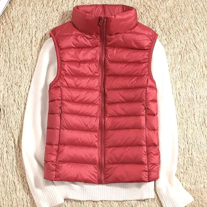 Women's Lightweight Quilted Zip-Front Sleeveless Puffer Vest - Red