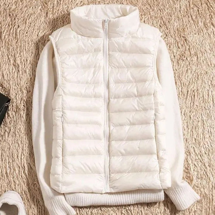 Women's Lightweight Quilted Zip-Front Sleeveless Puffer Vest - White