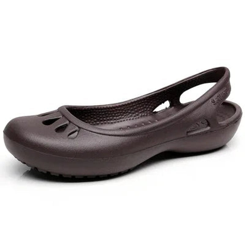 Women's Lightweight Waterproof Jelly Slingback Comfortable Sandals - Coffee