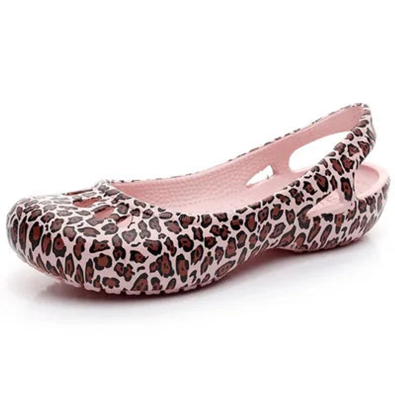Women's Lightweight Waterproof Jelly Slingback Comfortable Sandals - Leopard Print Pink