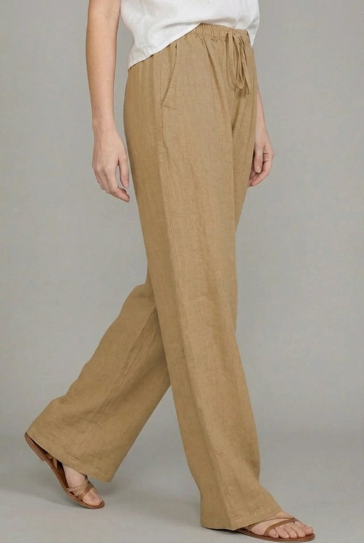 Women's Linen Drawstring Relaxed Wide Leg Pants