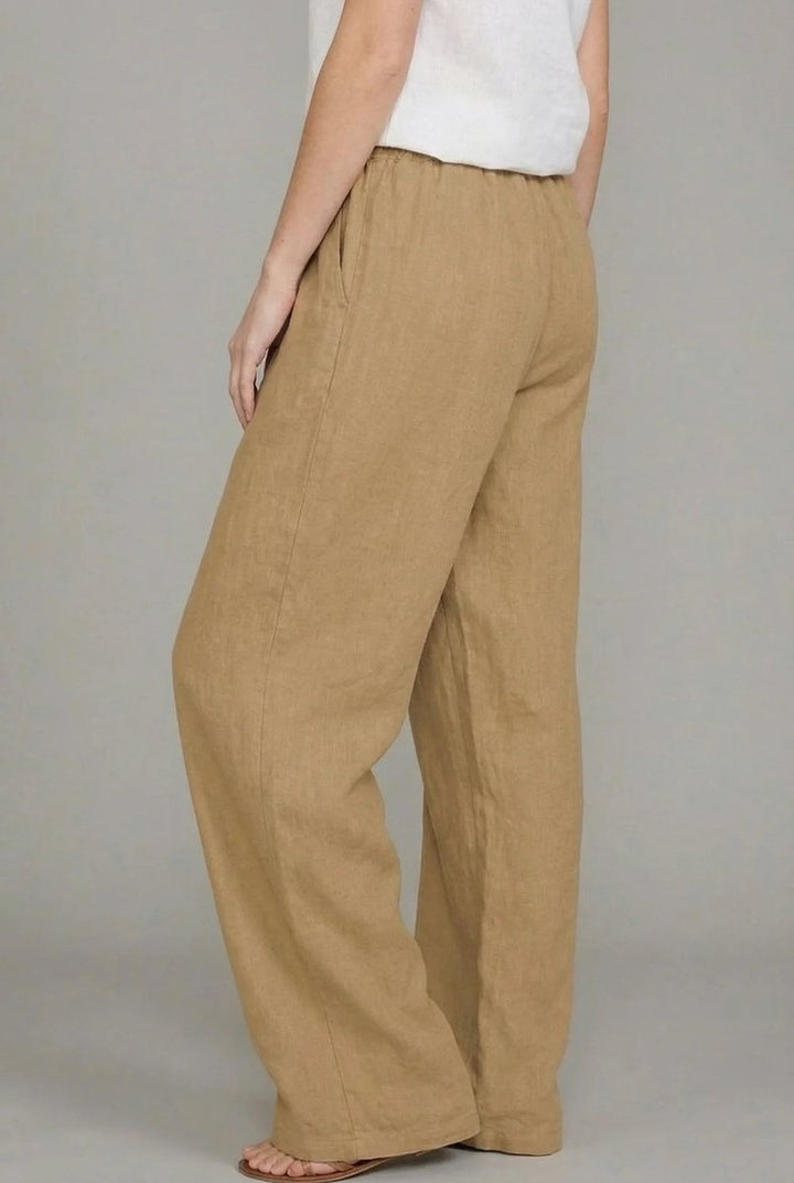 Women's Linen Drawstring Relaxed Wide Leg Pants
