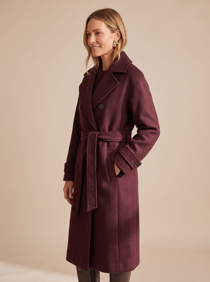 Women's Long Belted Wrap Winter Coat