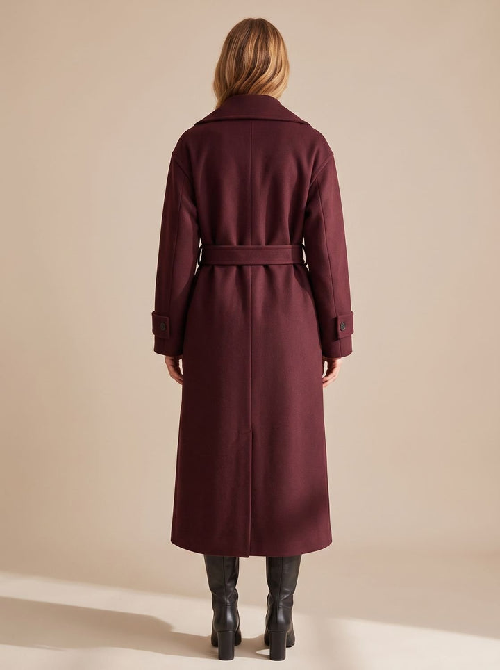 Women's Long Belted Wrap Winter Coat
