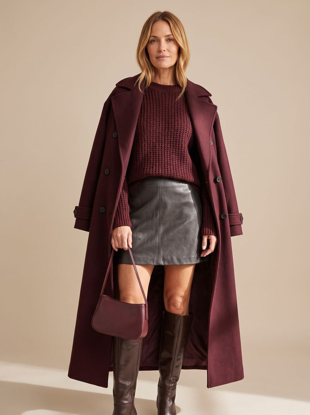 Women's Long Belted Wrap Winter Coat
