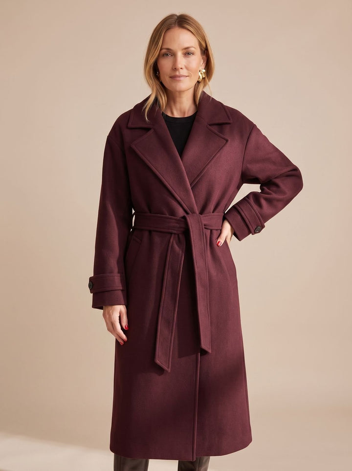 Women's Long Belted Wrap Winter Coat