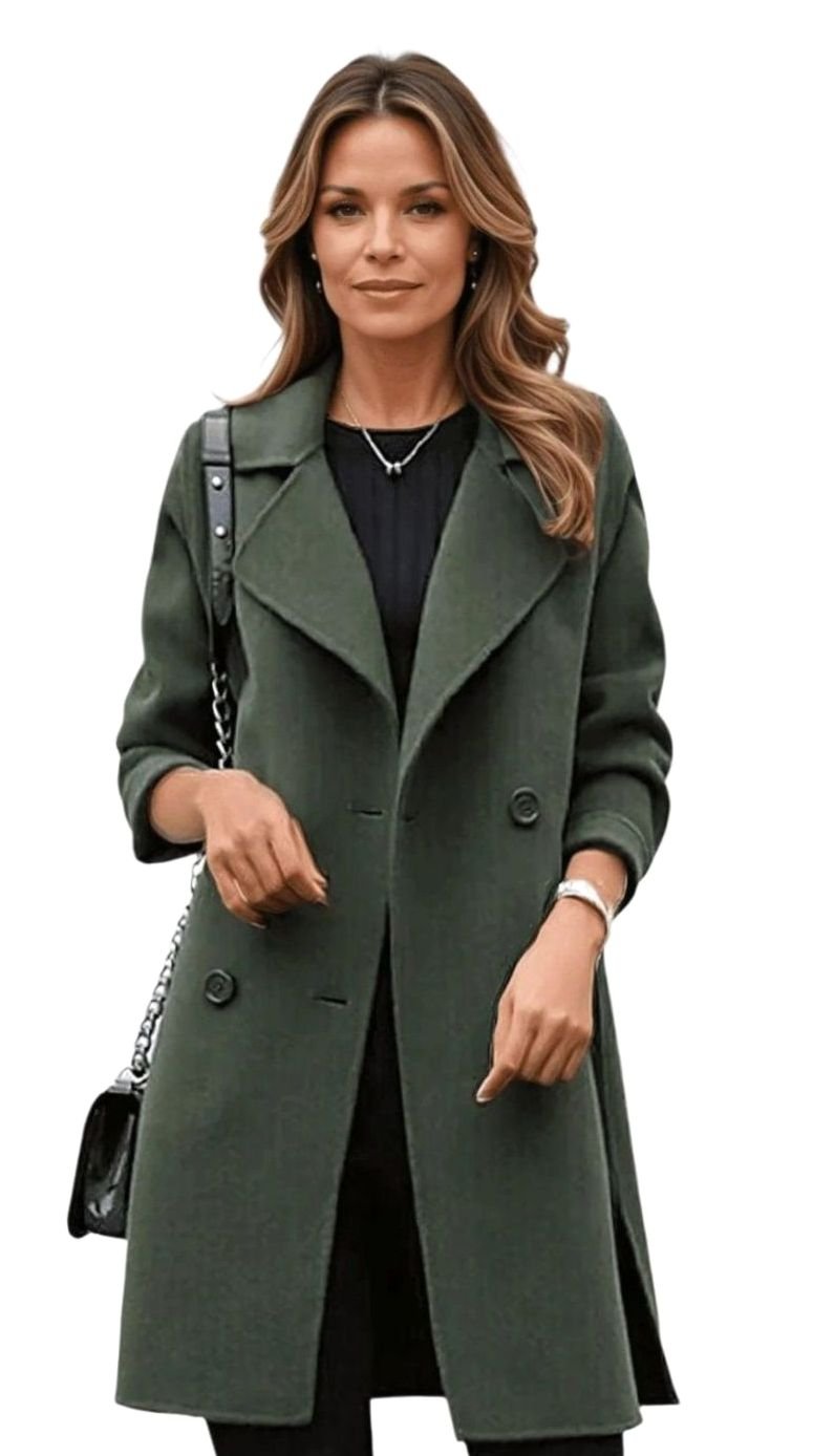 Women's Long Double-Breasted Notch-Lapel Winter Coat