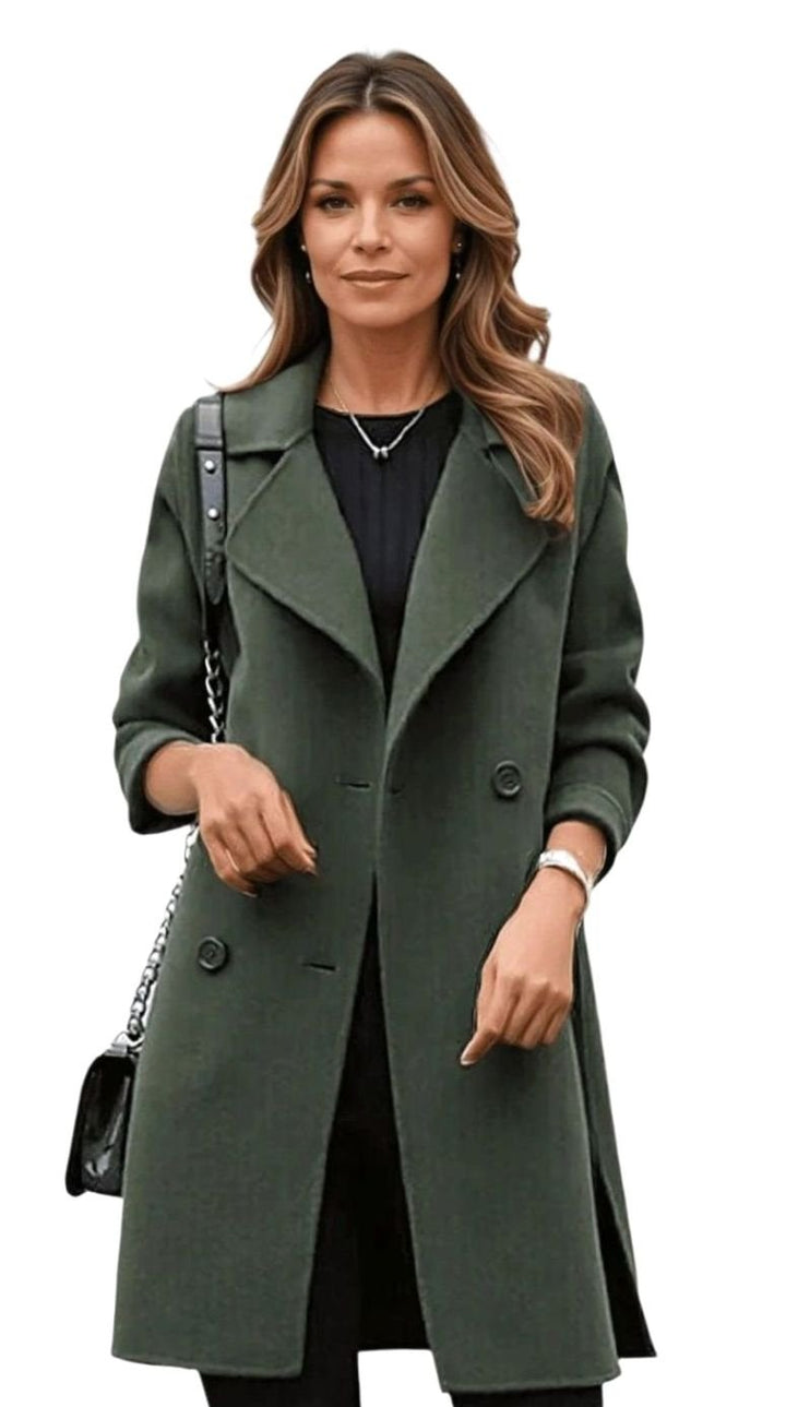Women's Long Double-Breasted Notch-Lapel Winter Coat