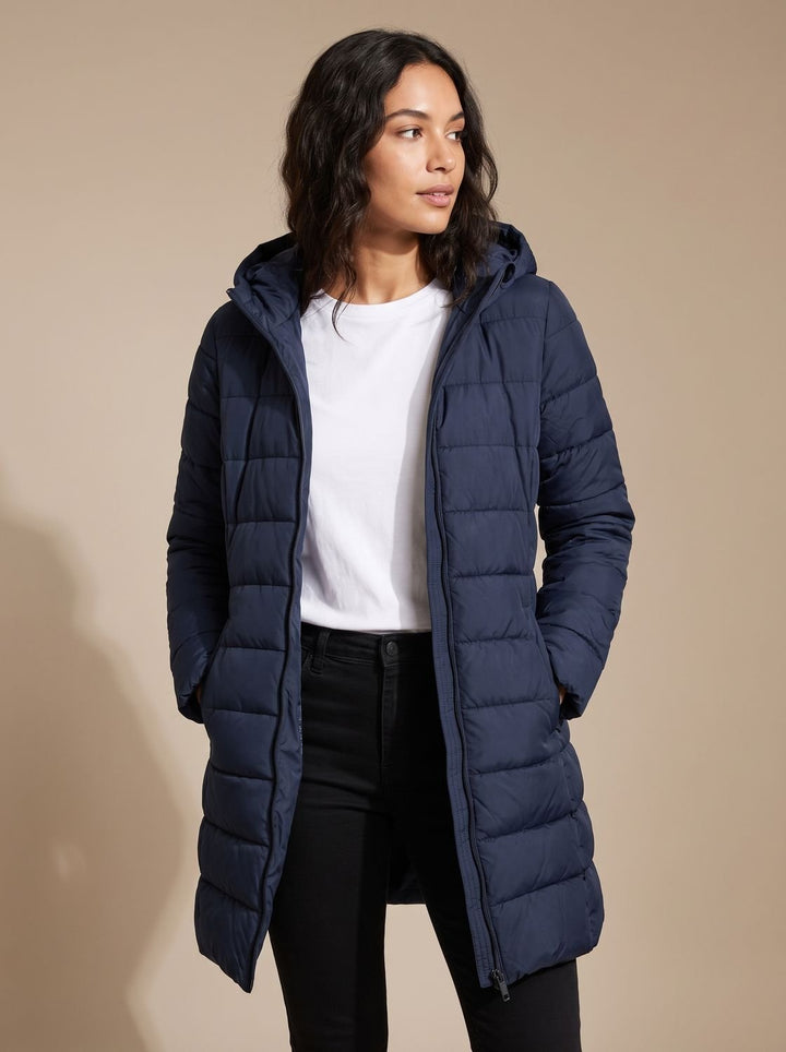 Women's Long Hooded Puffer Jacket Insulated Quilted Winter Coat