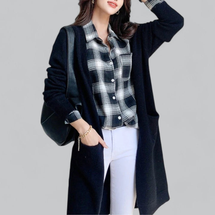 Women's Long Open-Front Knit Oversized Cardigan