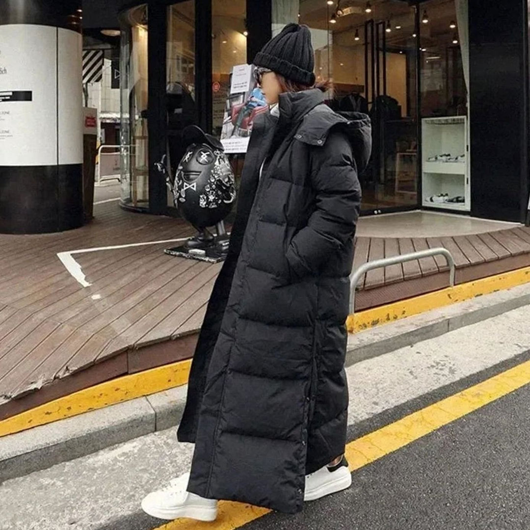 Women's Long Puffer Coat Hooded Maxi Quilted Winter Jacket