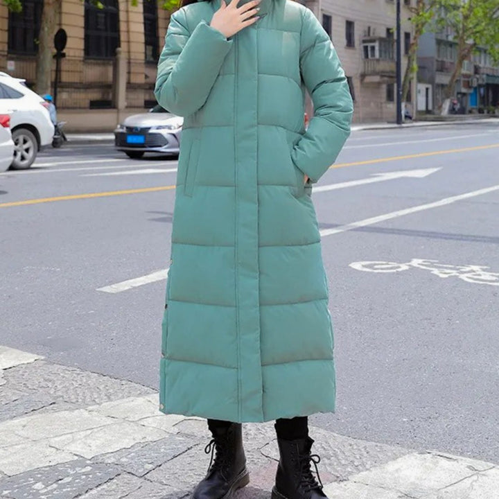 Women's Long Quilted Puffer Winter Coat Full-Length Padded Jacket - Green