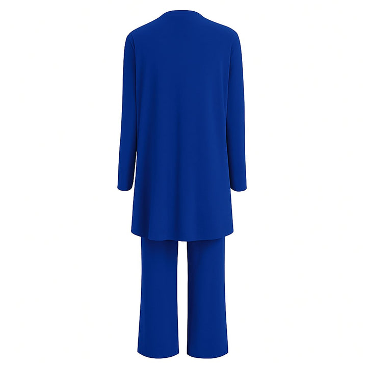 Women's Longline Open-Front Cardigan Wide-Leg Pants 3-Piece Set
