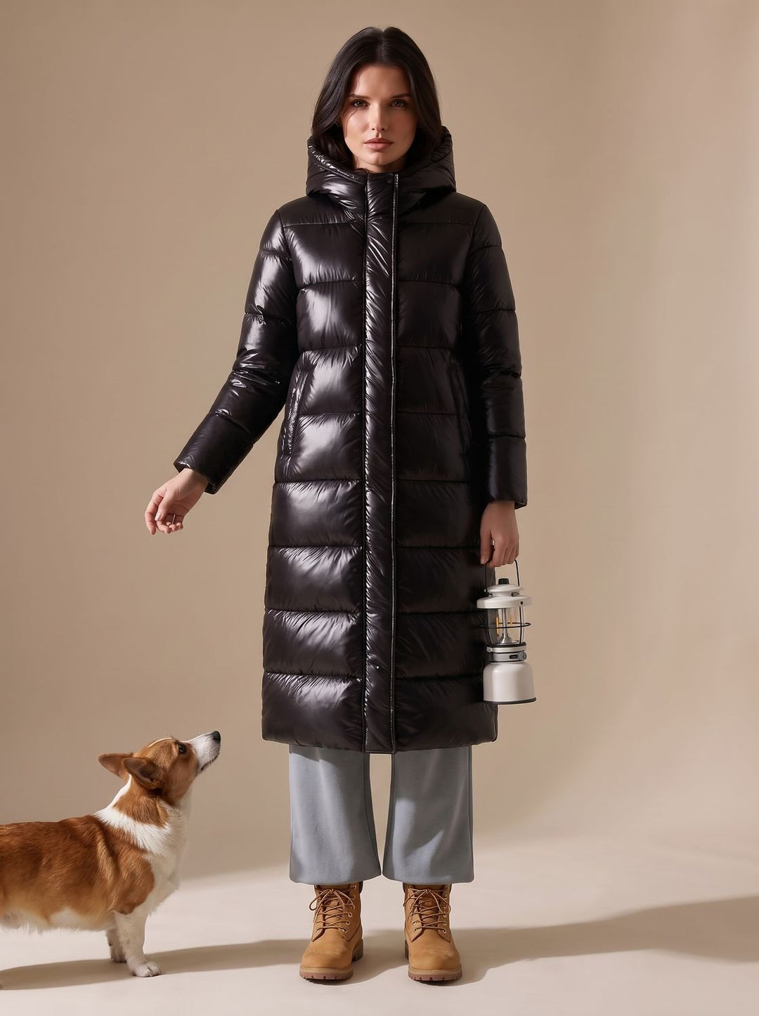 Women's Longline Quilted Hooded Puffer Jacket