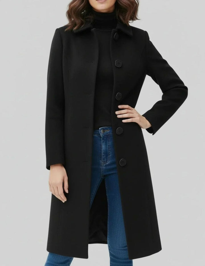 Women's Longline Single-Breasted Button-Front Winter Coat