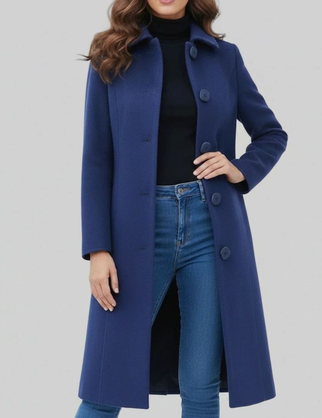 Women's Longline Single-Breasted Button-Front Winter Coat
