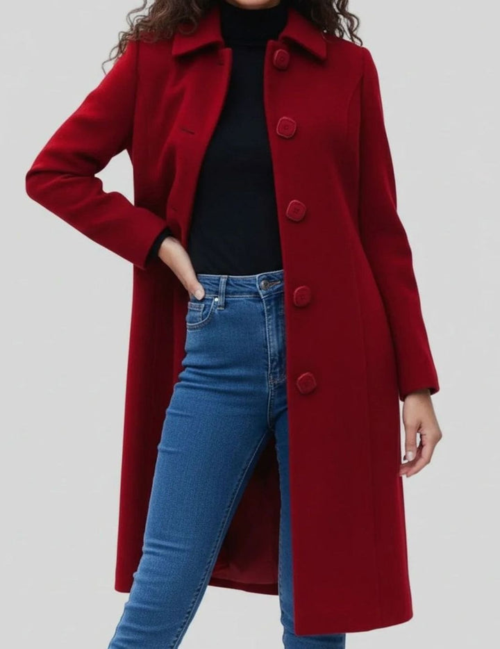 Women's Longline Single-Breasted Button-Front Winter Coat