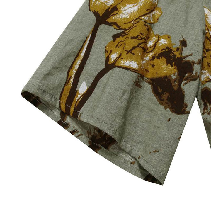 Women's Loose-Fit Floral Print Short-Sleeve Maxi Dress