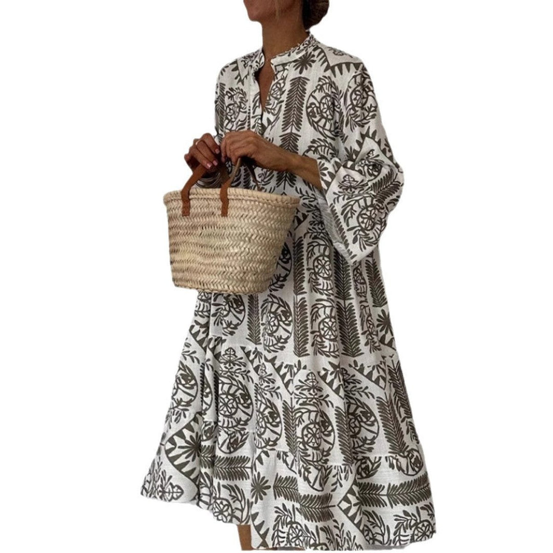 Women's Loose-Fit Floral Print Tunic Mini Dress