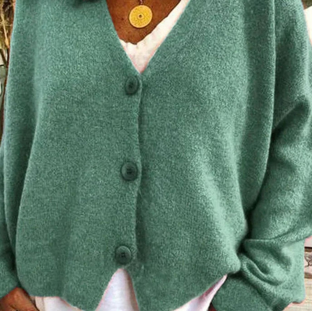 Women's Loose-Fit V-Neck Button-Front Knit Cardigan - Green