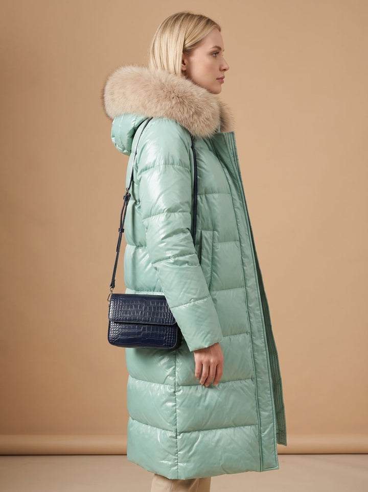 Women's Luxury Fur-Hood Long Puffer Winter Parka