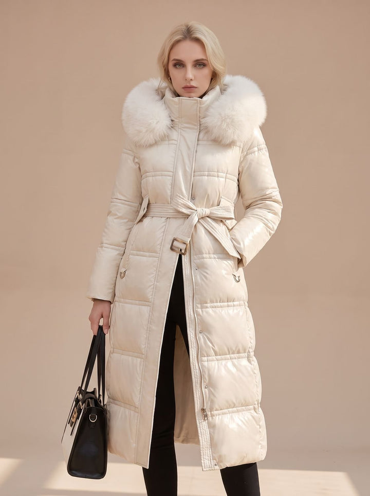 Women's Luxury Fur-Hood Long Puffer Winter Parka