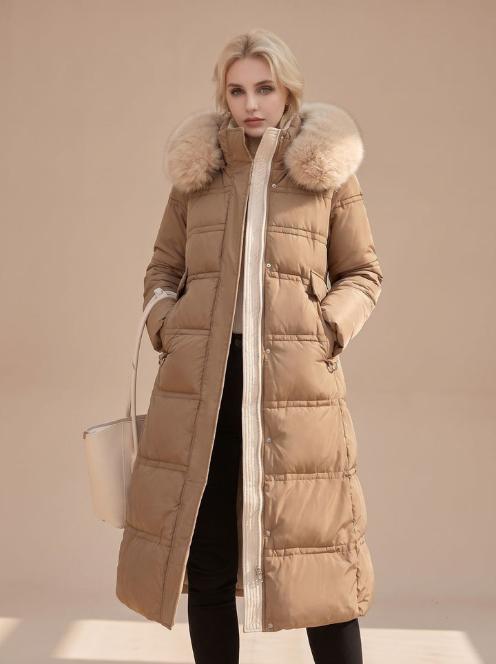Women's Luxury Fur-Hood Long Puffer Winter Parka