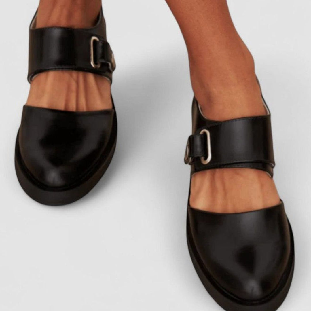 Women's Mary Jane Buckle-Strap Flat Loafers - Black