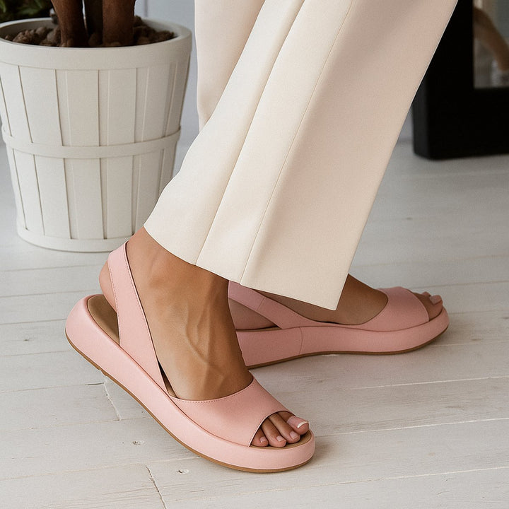 Women's Minimalist Open-Toe Platform Slingback Sandals - Pink