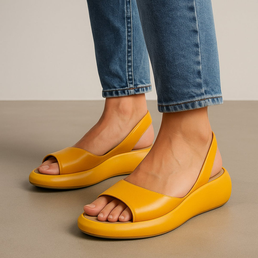 Women's Minimalist Open-Toe Platform Slingback Sandals - Yellow