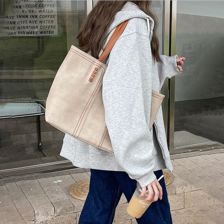 Women's Minimalist Vegan Leather Large Tote Bag