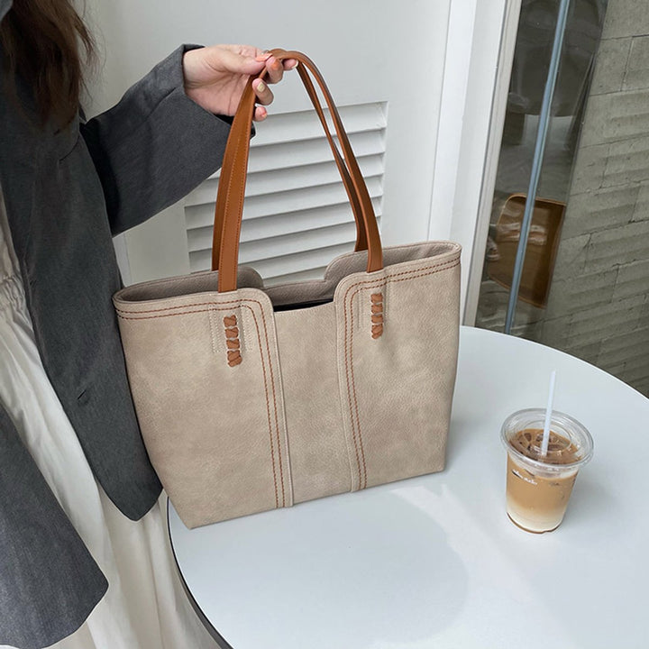 Women's Minimalist Vegan Leather Large Tote Bag