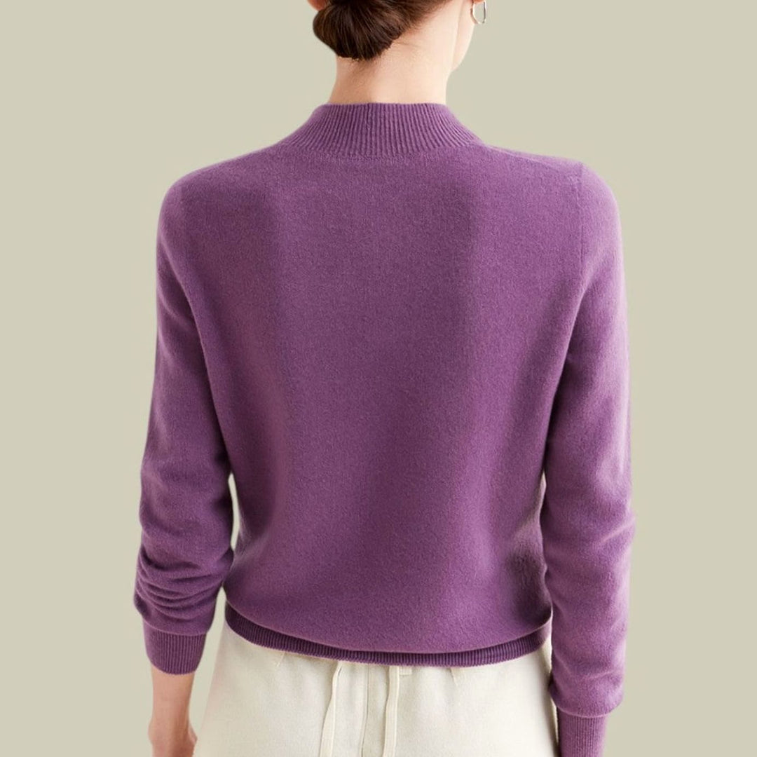 Women's Mock Neck Slim Fit Merino Wool Sweaters Long Sleeve Pullover