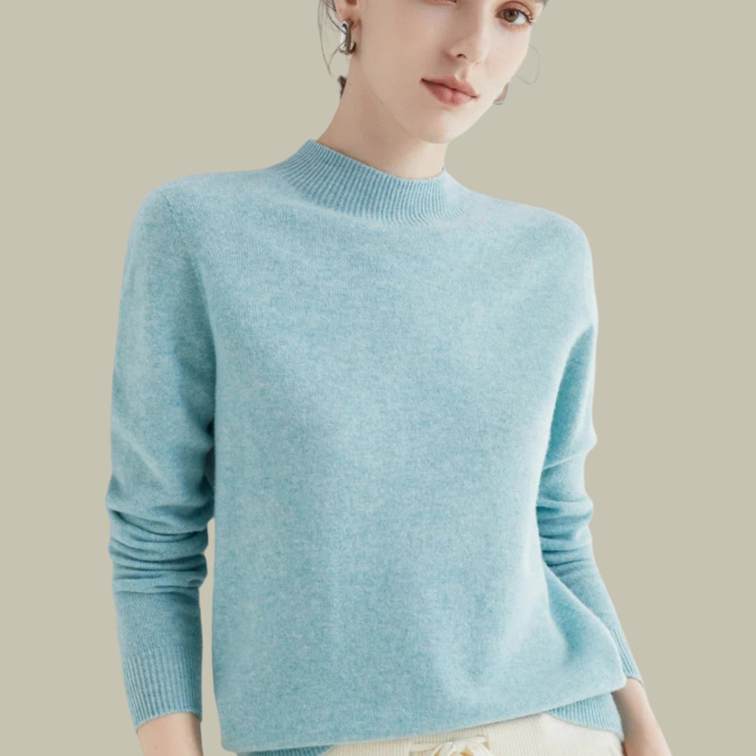 Women's Mock Neck Slim Fit Merino Wool Sweaters Long Sleeve Pullover