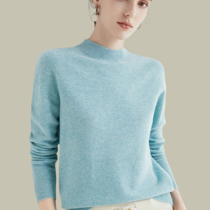 Women's Mock Neck Slim Fit Merino Wool Sweaters Long Sleeve Pullover