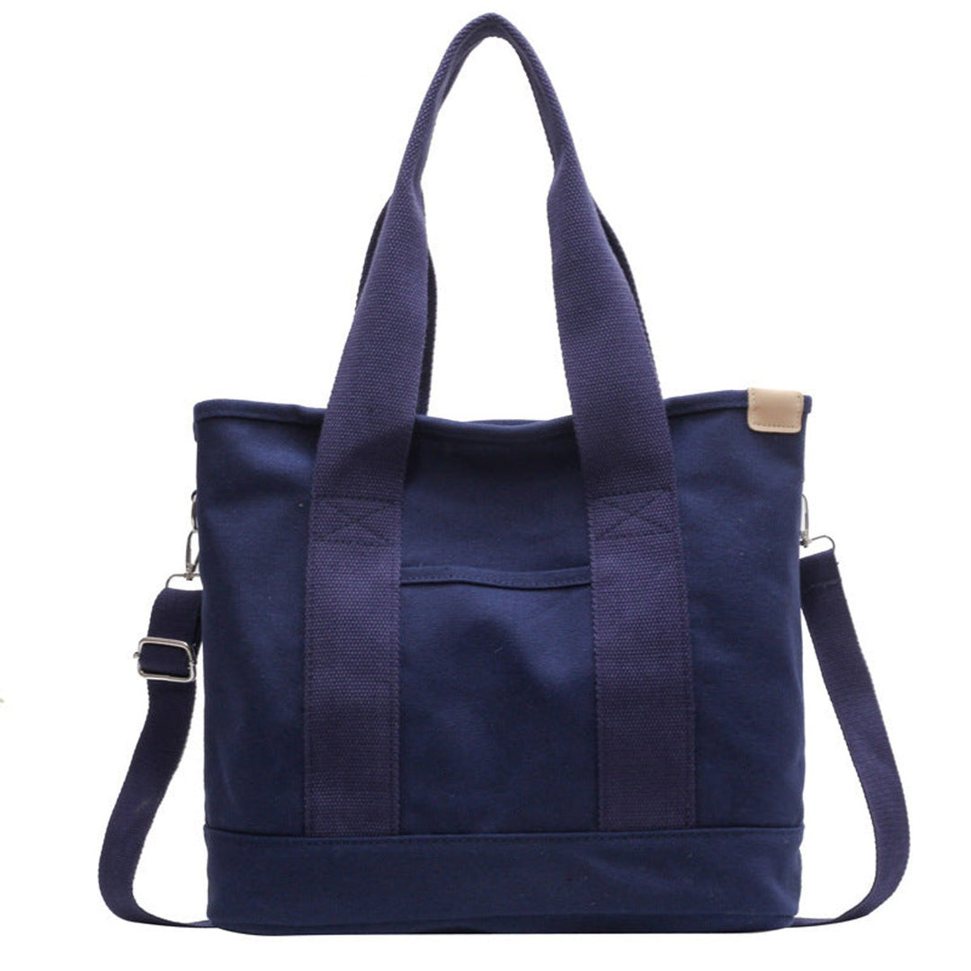 Women's Multifunctional Canvas Tote Bag Adjustable Crossbody Shoulder Strap - Blau