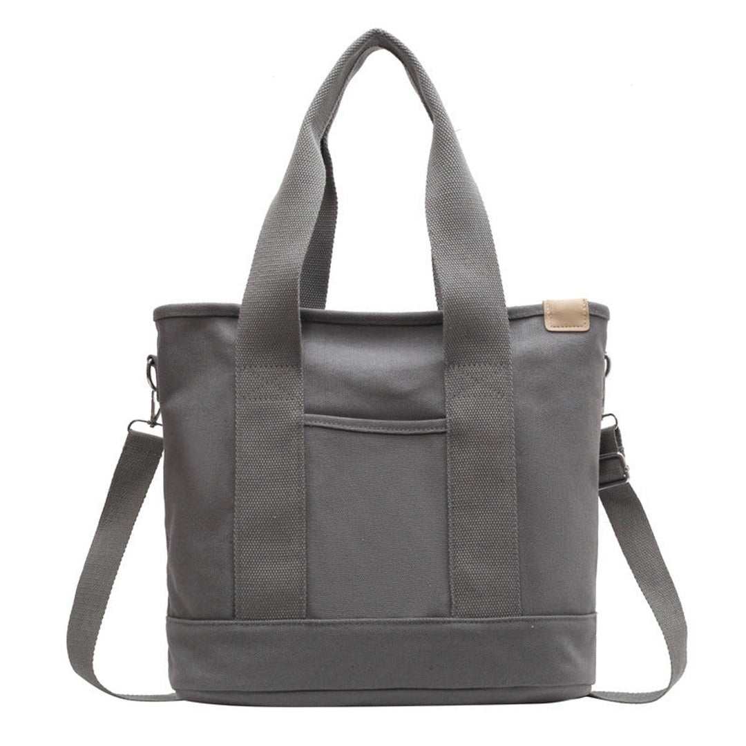 Women's Multifunctional Canvas Tote Bag Adjustable Crossbody Shoulder Strap - Grau