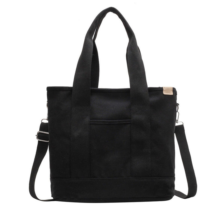 Women's Multifunctional Canvas Tote Bag Adjustable Crossbody Shoulder Strap - Schwarz
