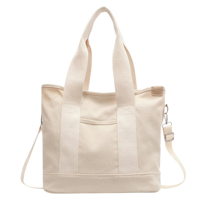 Women's Multifunctional Canvas Tote Bag Adjustable Crossbody Shoulder Strap - Weiß