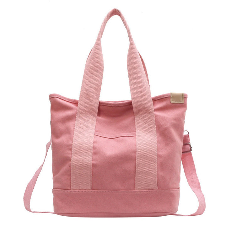 Women's Multifunctional Canvas Tote Bag Adjustable Crossbody Shoulder Strap - Rosa