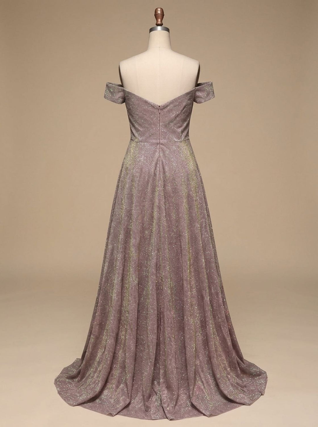 Women's Off-Shoulder Glitter A-Line Formal Wedding Guest Gown