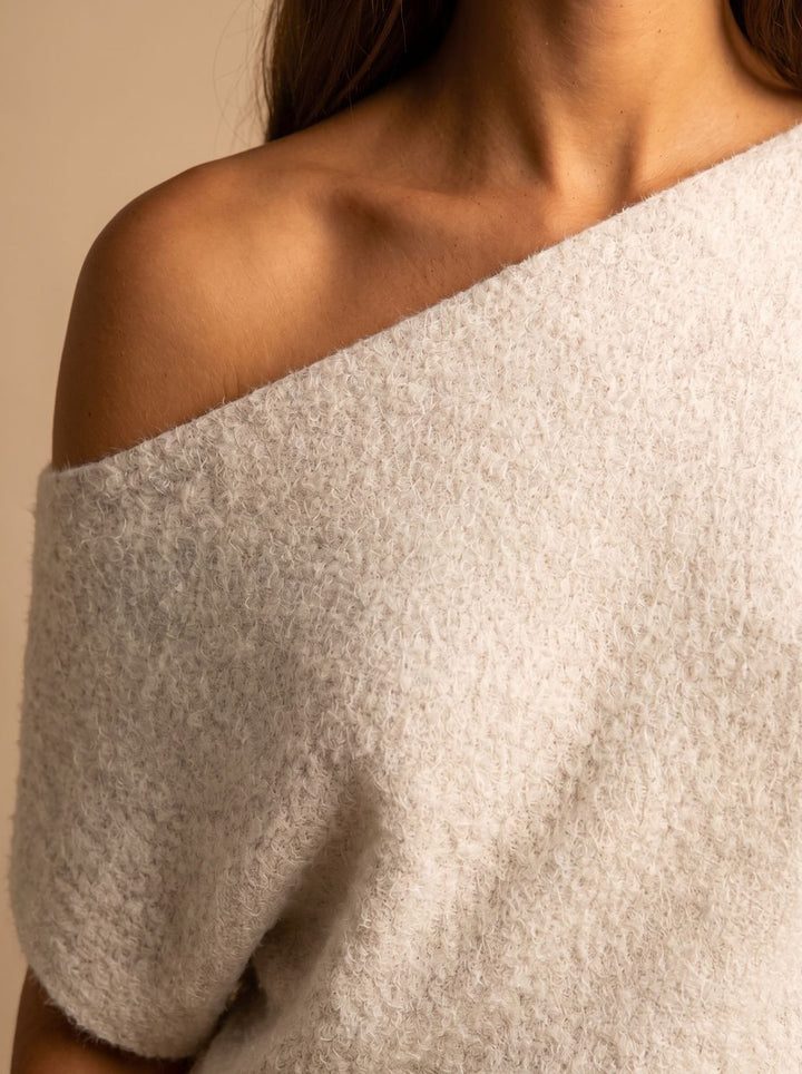 Women's Off-Shoulder Short-Sleeve Soft Knitwear Sweater