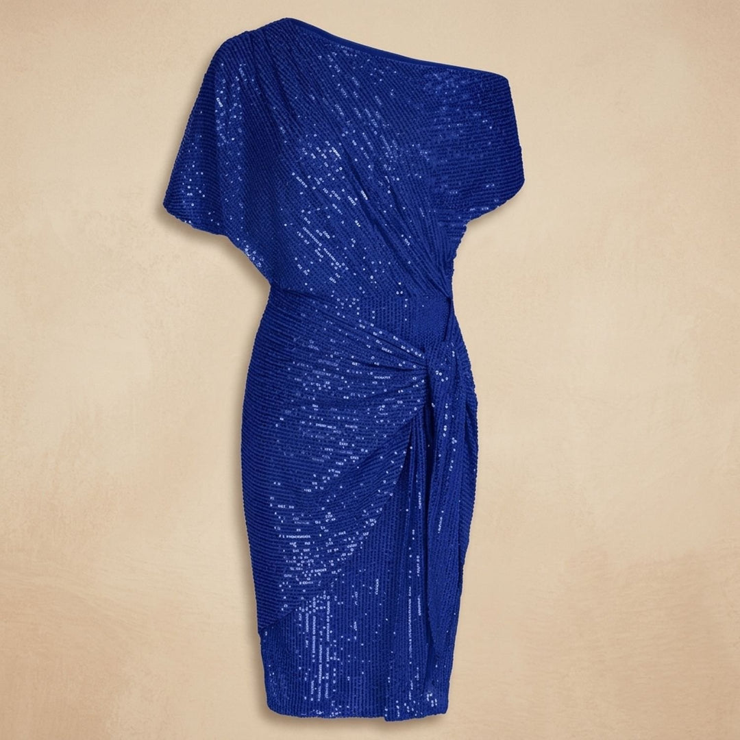 Women's One-Shoulder Draped Sequin Dress
